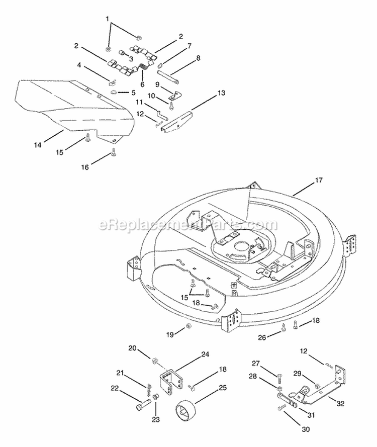 Mower Pan Diagram and Parts List for 927056 000101 Ariens Lawn Tractor