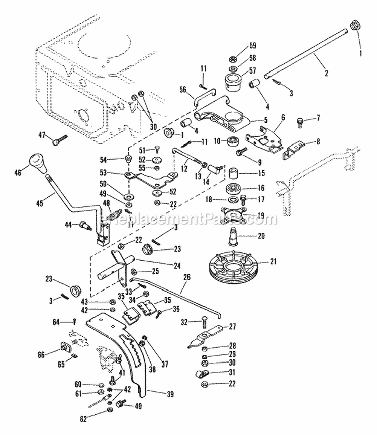 Speed Selector Diagram and Parts List for 927042 000101 Ariens Lawn Tractor