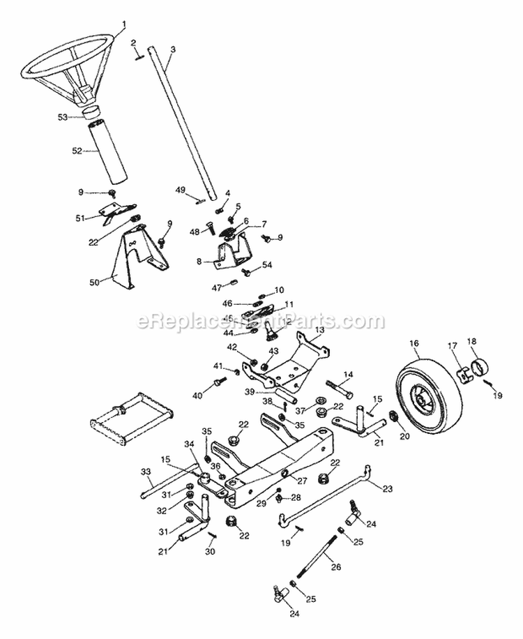 Steering Diagram and Parts List for 927042 000101 Ariens Lawn Tractor