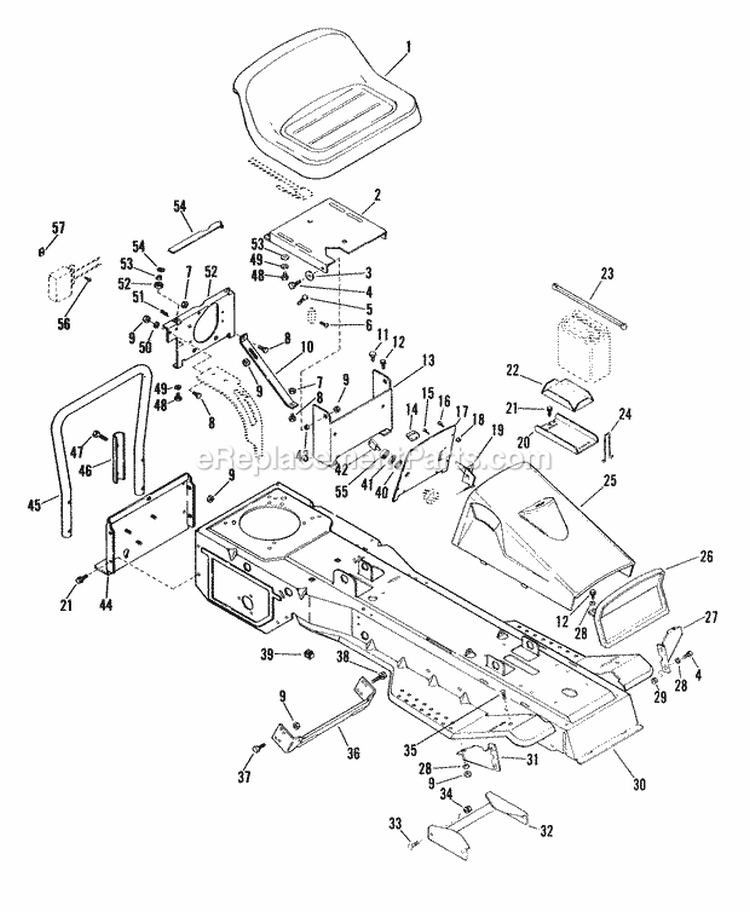 Frame And Seat Diagram and Parts List for 927042 000101 Ariens Lawn Tractor