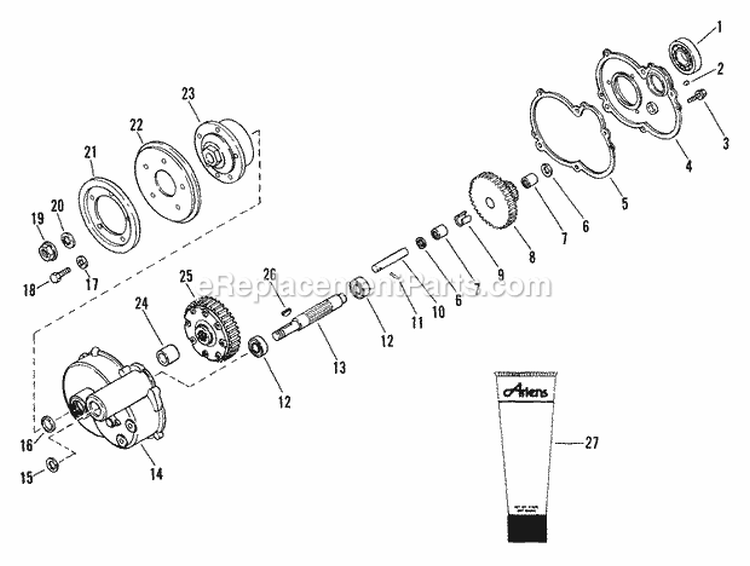 Gear Case Diagram and Parts List for 927042 000101 Ariens Lawn Tractor