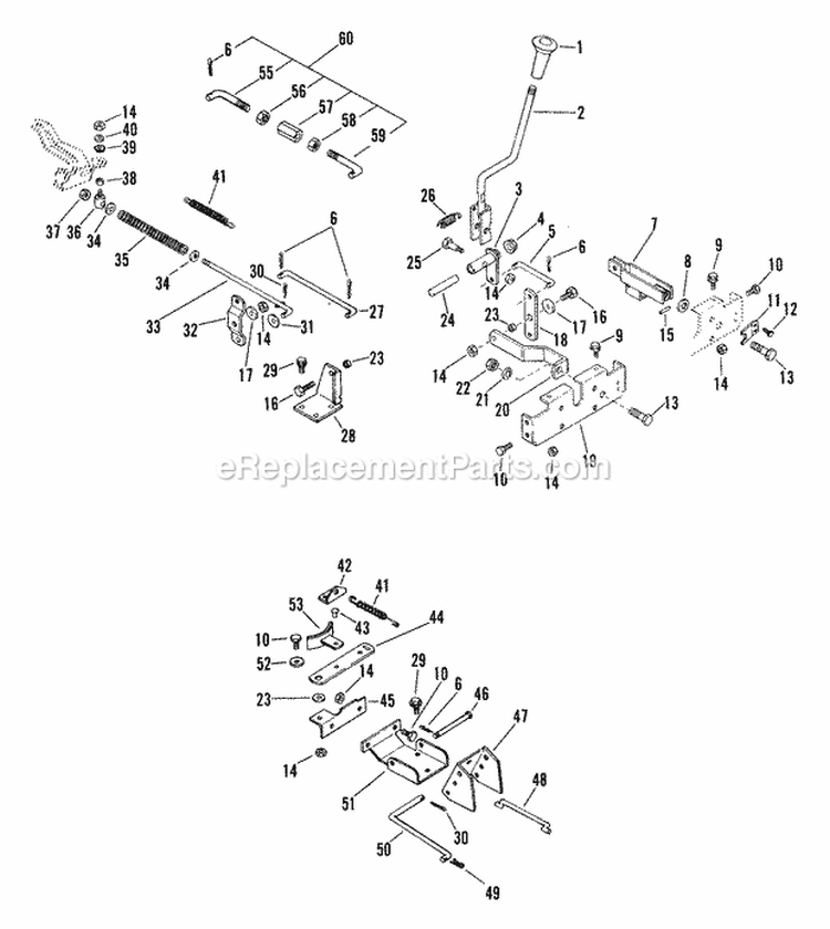 Mower Engagement Linkage Diagram and Parts List for 927042 000101 Ariens Lawn Tractor