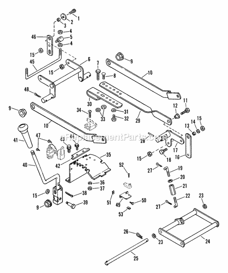 Mower Height Linkage Diagram and Parts List for 927042 000101 Ariens Lawn Tractor