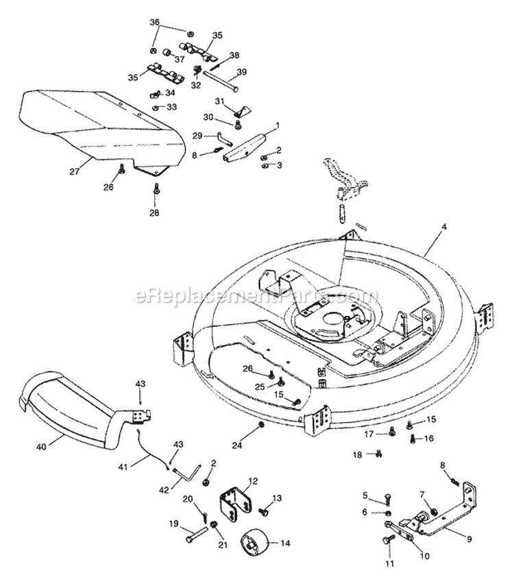 Mower Pan Diagram and Parts List for 927042 000101 Ariens Lawn Tractor