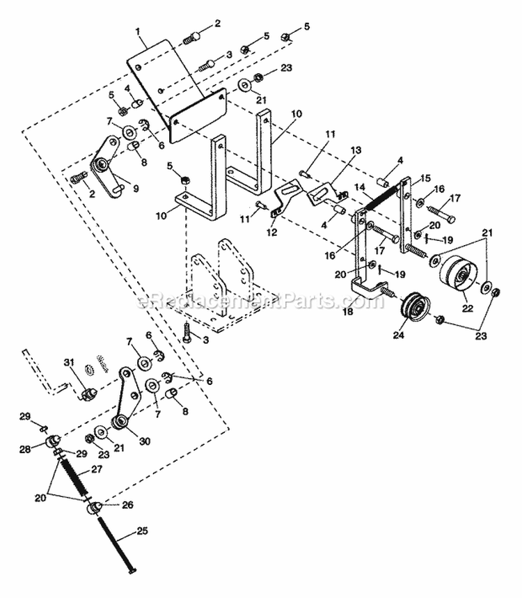 Shifting Assembly Diagram and Parts List for 901021 000101 Ariens Tiller