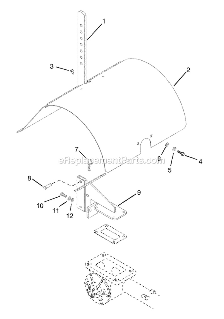 Tine Hood Diagram and Parts List for 901025 000101 Ariens Tiller