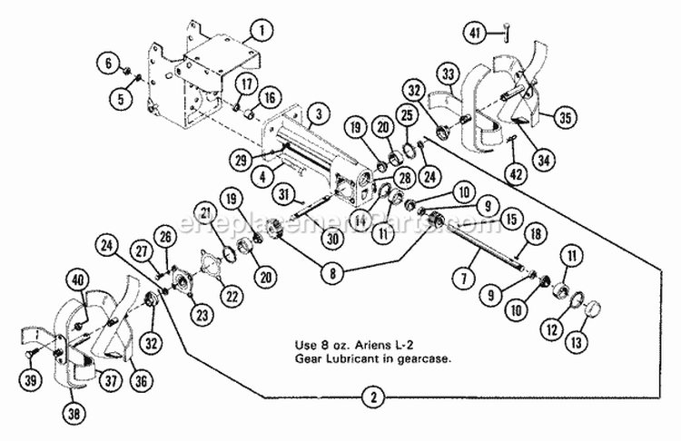Tiller Gearcase Assembly Diagram and Parts List for 902018 018501 Ariens Tiller