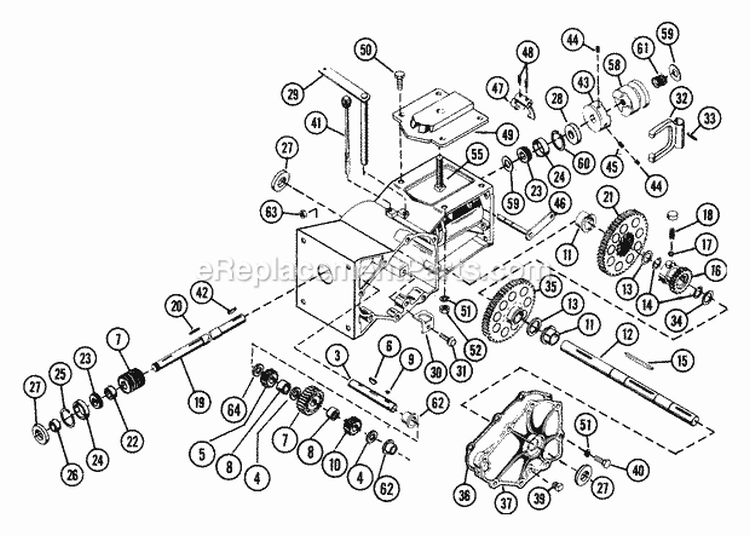 Transmission Assembly Diagram and Parts List for 901012 000101 Ariens Tiller