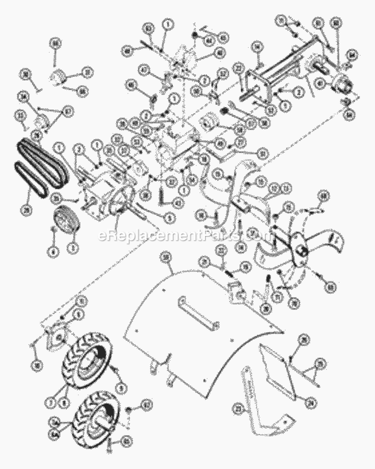 Tine & Drive Assembly Diagram and Parts List for 901009 000101 Ariens Tiller