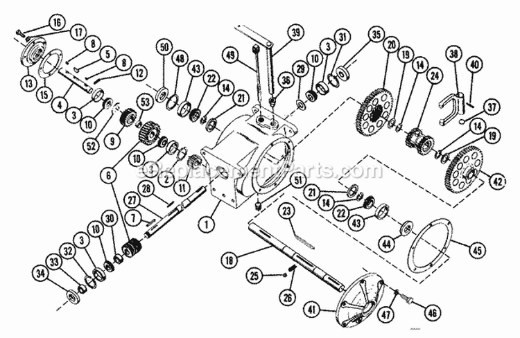 Transmission Assembly (Cast Iron Transmission Case) Diagram and Parts List for 901009 000101 Ariens Tiller