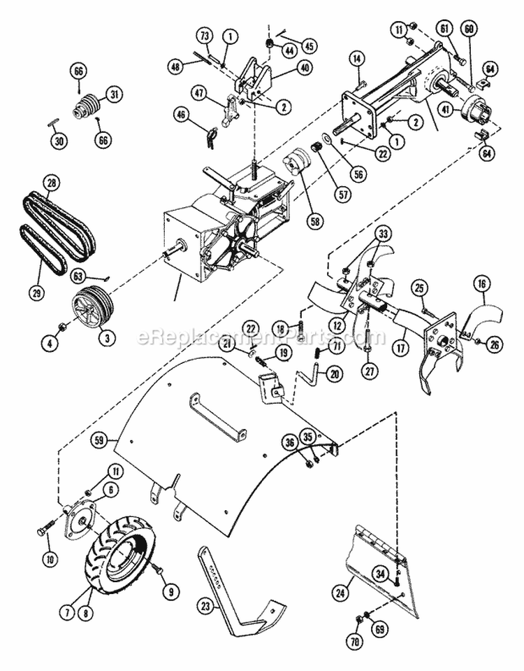 Tine & Drive Assembly Diagram and Parts List for 901013 000101 Ariens Tiller