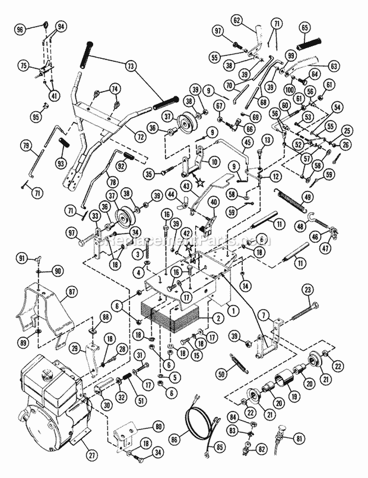 Weight & Frame Assembly Diagram and Parts List for 901013 000101 Ariens Tiller