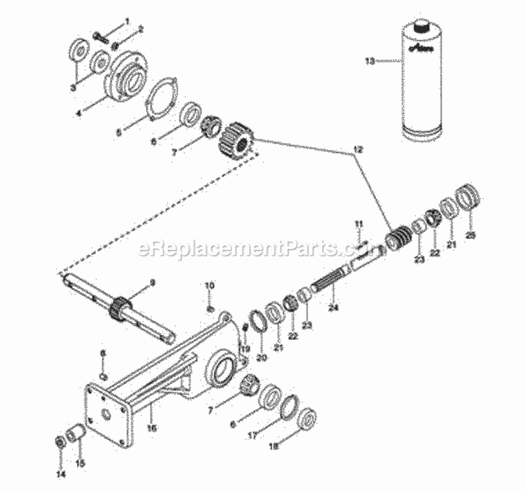 Tiller Gearcase Diagram and Parts List for 901018 000101 Ariens Tiller
