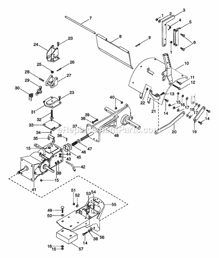 Frame And Transmission Diagram and Parts List for 901400 000101 Ariens Tiller