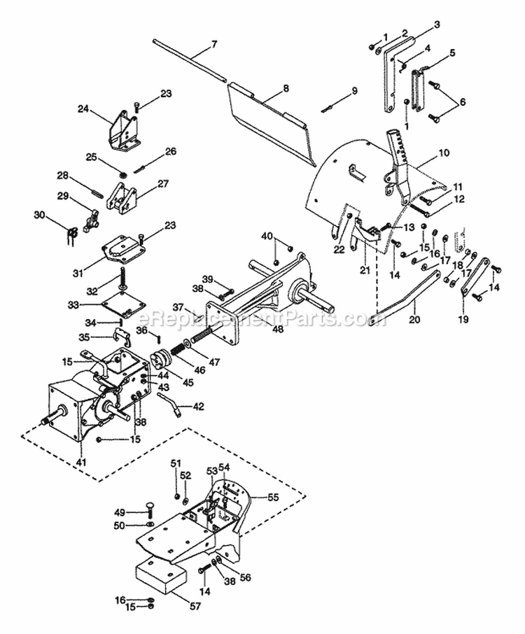 Frame And Transmission Diagram and Parts List for 901018 000101 Ariens Tiller