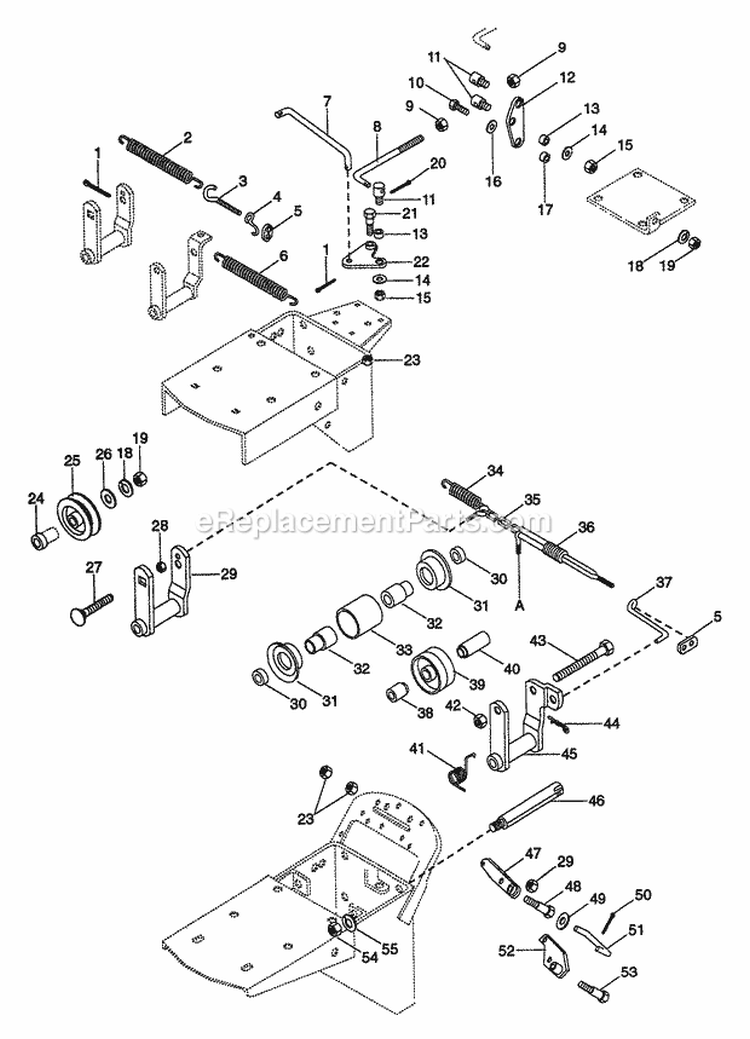 Idler Linkage Diagram and Parts List for 901018 000101 Ariens Tiller