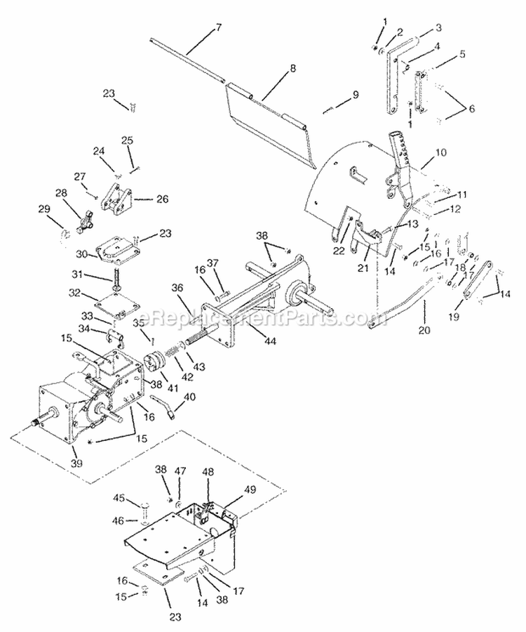 Frame And Transmission Diagram and Parts List for 901429 000101 Ariens Tiller