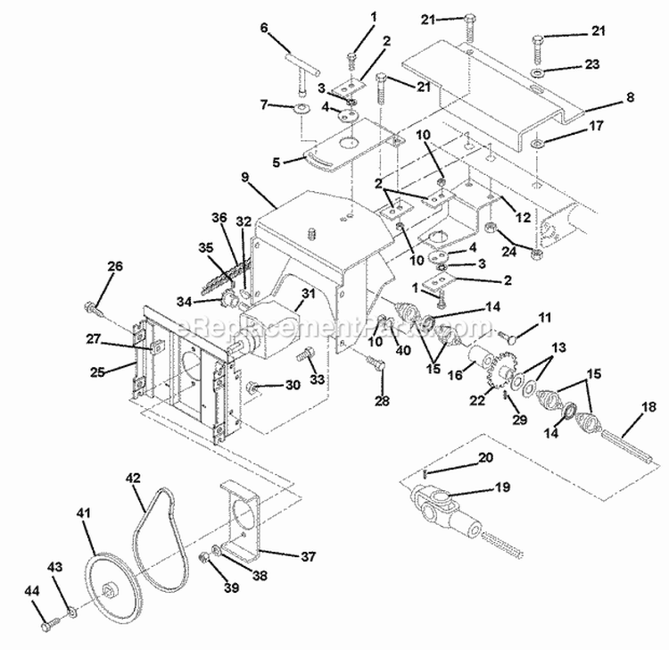Brush Drive Unit Diagram and Parts List for 926502 001001 Ariens Snow Blower