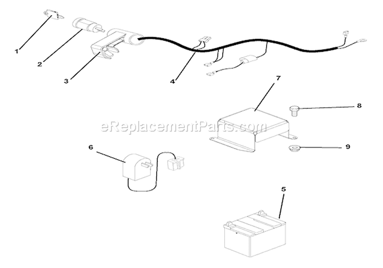 Electrical Harness & Battery Diagram and Parts List for 911113 000101 Ariens Lawn Mower
