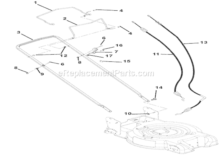 Handlebar And Controls Diagram and Parts List for 911115 002000 Ariens Lawn Mower