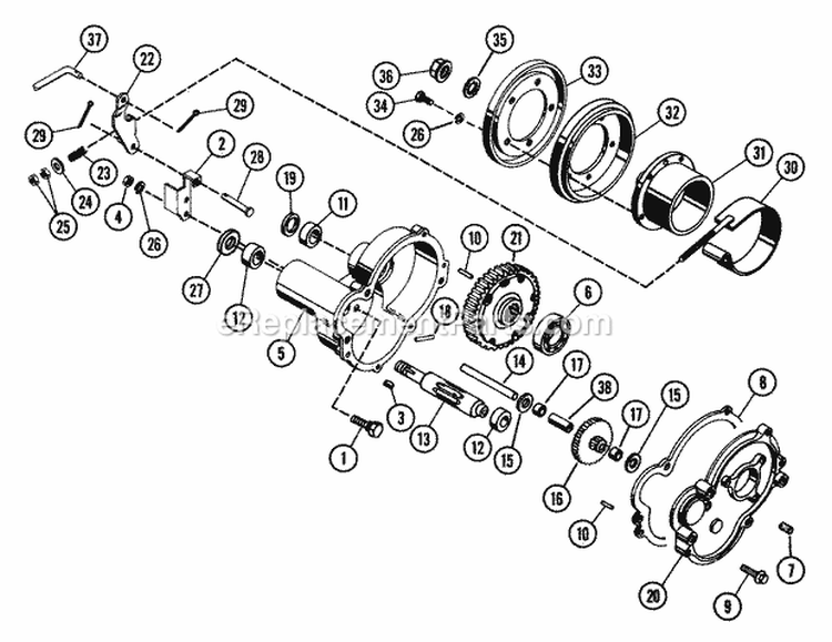 Gear Case & Friction Disc Diagram and Parts List for 927027 000101 Ariens Lawn Tractor