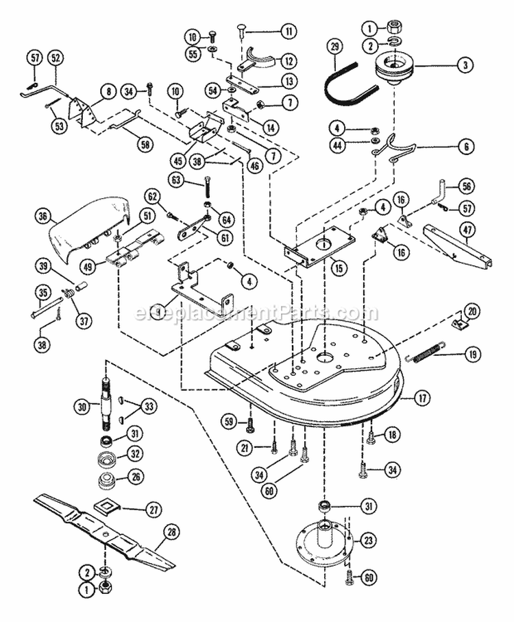 Mower 26" Diagram and Parts List for 927018 001201 Ariens Lawn Tractor