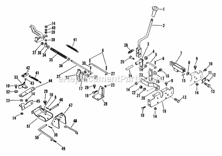 Mower Engagement Linkage Diagram and Parts List for 927028 000101 Ariens Lawn Tractor