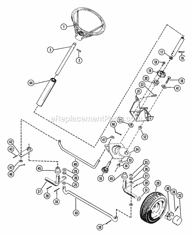 Steering Assembly Diagram and Parts List for 927020 000101 Ariens Lawn Tractor