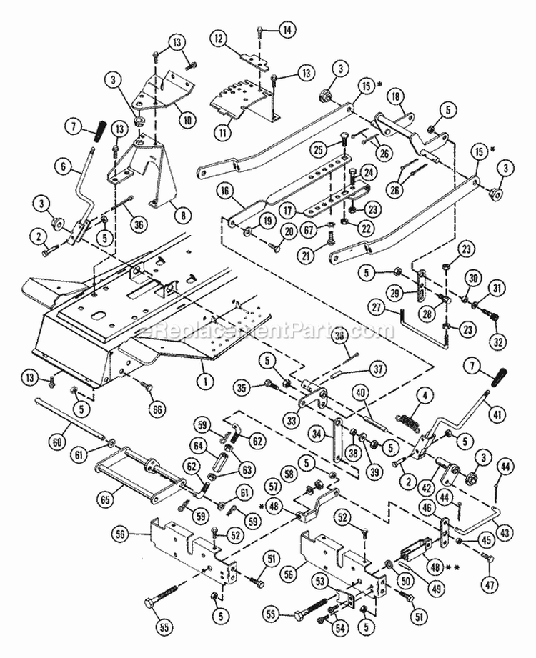 Mower Linkage Assembly Diagram and Parts List for 927020 000101 Ariens Lawn Tractor
