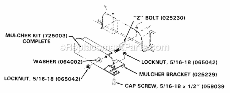 Mulcher Kit (Accessory 725003) Diagram and Parts List for 927020 000101 Ariens Lawn Tractor