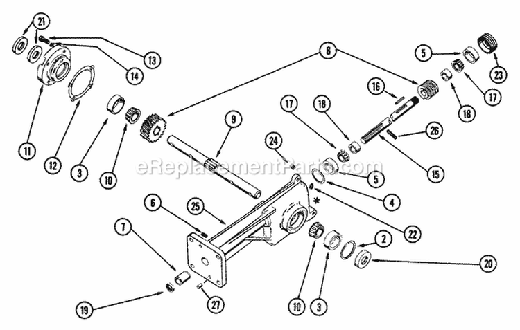 Tiller Gear Case Assembly Diagram and Parts List for 901015 000101 Ariens Tiller