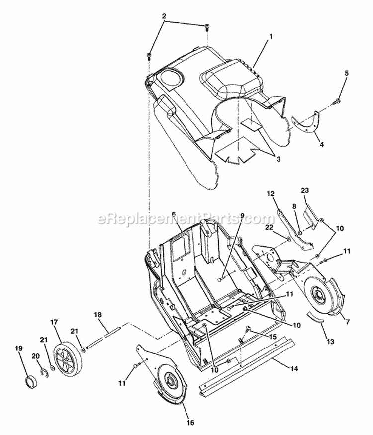 Chassis, Cowl, Wheels And Supports Diagram and Parts List for 938016 000101 Ariens Snow Blower