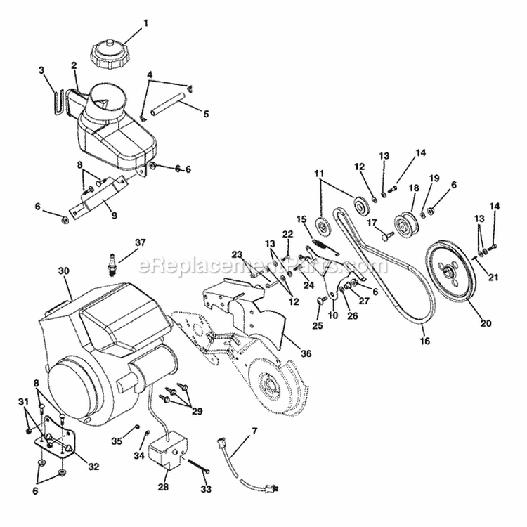 Decals Diagram and Parts List for 938016 000101 Ariens Snow Blower
