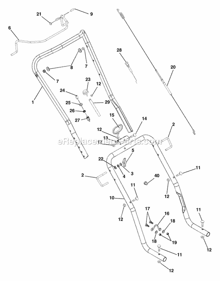 Handlebars And Controls Diagram and Parts List for 938400 000101 Ariens Snow Blower