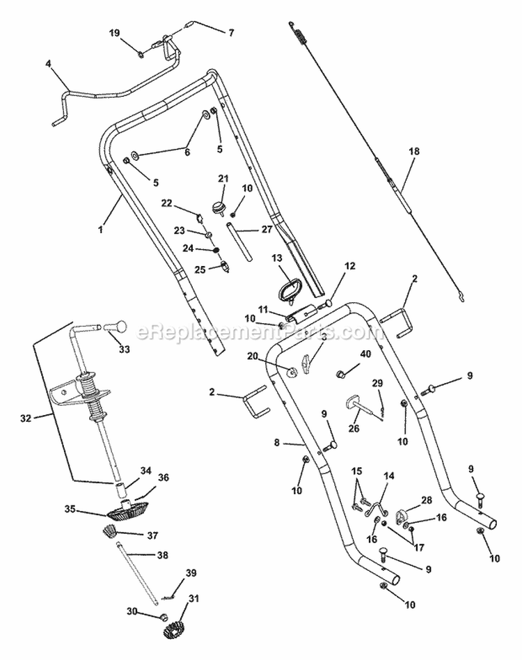 Engine And Drive Diagram and Parts List for 938018 009001 Ariens Snow Blower