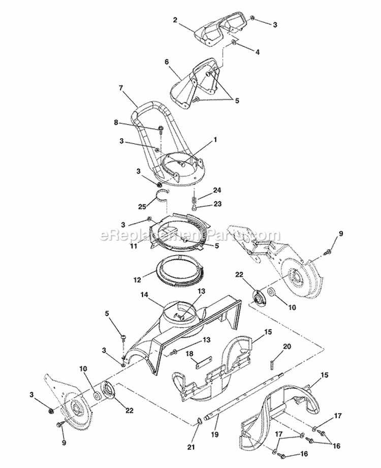 Auger And Discharge Chute Diagram and Parts List for 938015 003000 Ariens Snow Blower