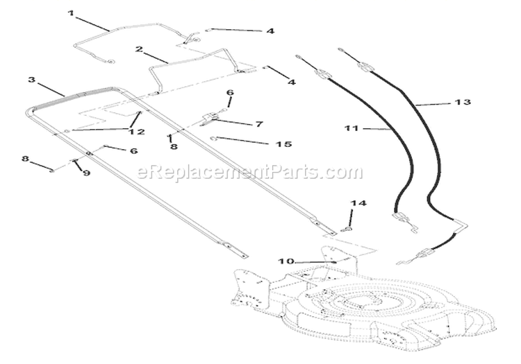 Handlebar And Controls Diagram and Parts List for 911111 000101 Ariens Lawn Mower