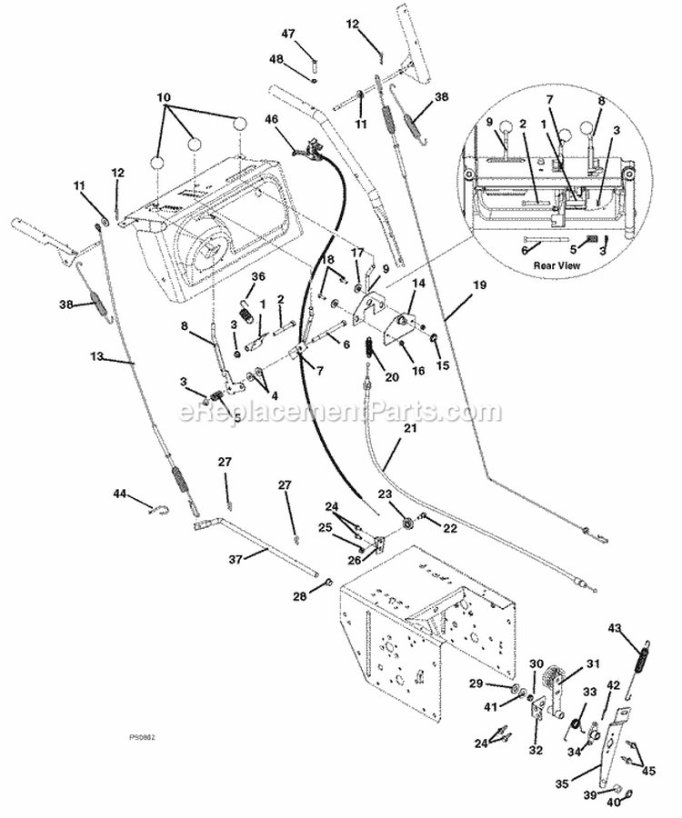 Cables And Controls Diagram and Parts List for 926028 000101 Ariens Snow Blower