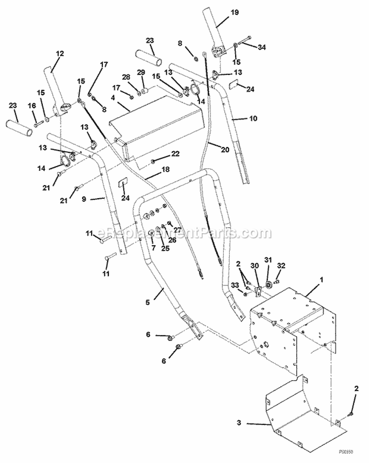 Gearcase And Impeller Diagram and Parts List for 939003 000101 Ariens Snow Blower