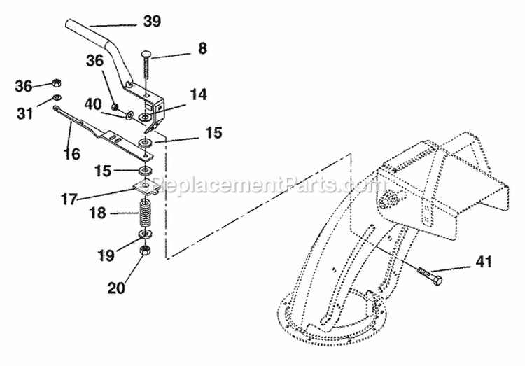 Discharge Chute Crank Diagram and Parts List for 932500 000101 Ariens Snow Blower