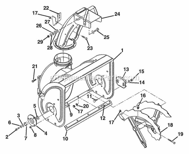 Auger And Chute Diagram and Parts List for 932036 000101 Ariens Snow Blower
