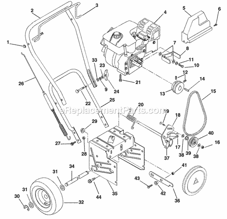 Discharge Chute Crank Diagram and Parts List for 932310 000101 Ariens Snow Blower
