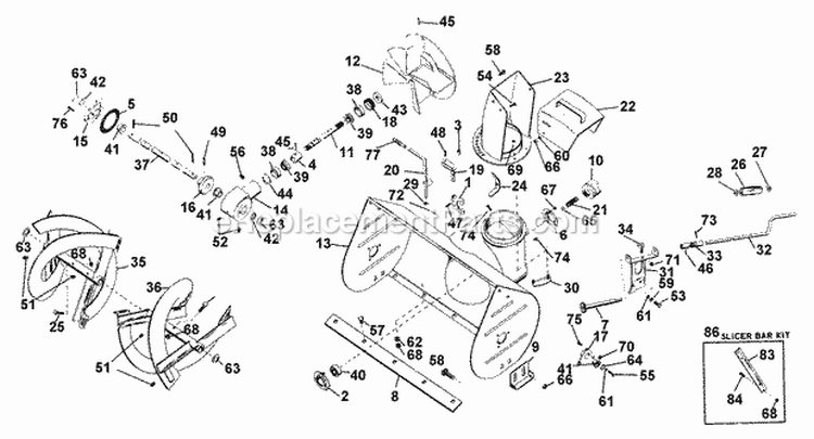 Sno-Thro Diagram and Parts List for 10M6D 025501 Ariens Snow Blower