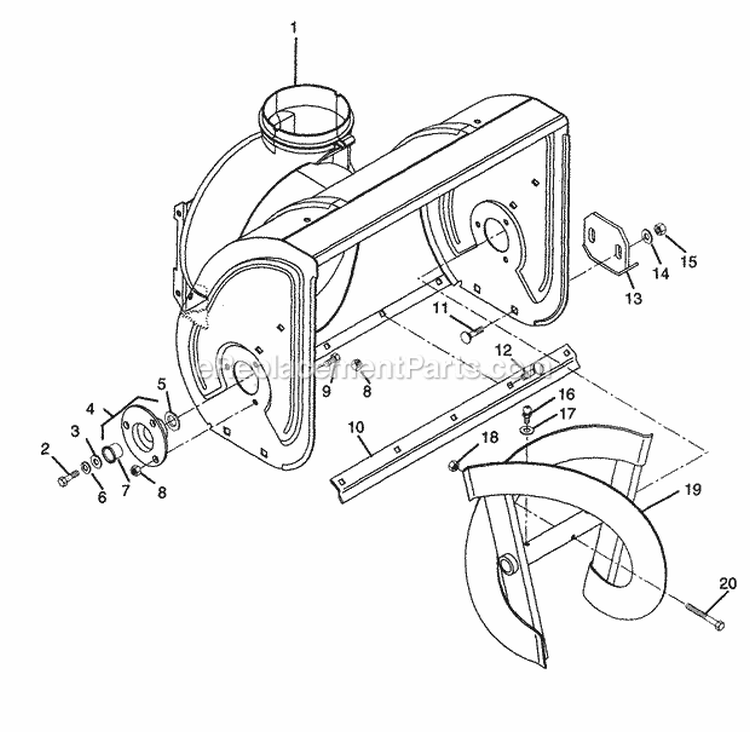 AugerImpeller Housing Diagram and Parts List for 932031 002200 Ariens Snow Blower