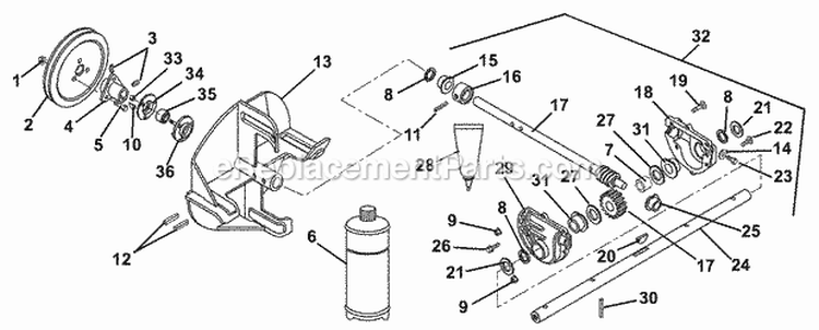 Friction Drive Diagram and Parts List for 932504 001000 Ariens Snow Blower