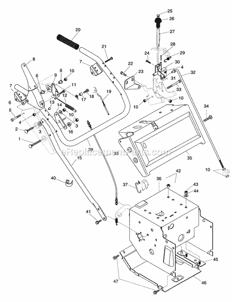 Handlebars And Controls Diagram and Parts List for 932303 000180 Ariens Snow Blower