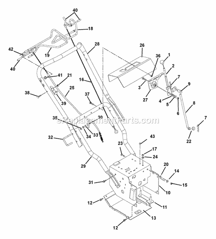 Handlebars And Controls Diagram and Parts List for 932037 004501 Ariens Snow Blower