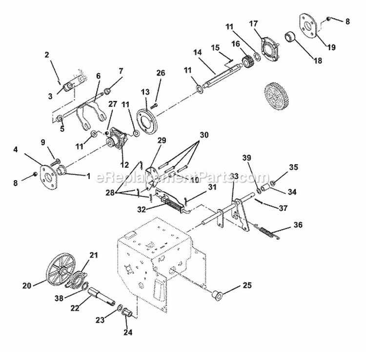Engine And Belt Drive Diagram and Parts List for 932311 000101 Ariens Snow Blower