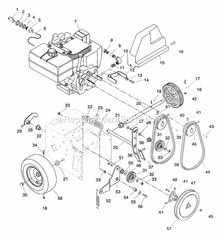 Belt Drive Diagram and Parts List for 932032 000101 Ariens Snow Blower