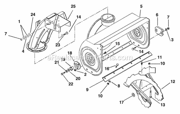 Auger And Chute Diagram and Parts List for 932308 000101 Ariens Snow Blower